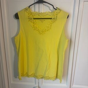 Coldwater Creek Sunny Yellow Lace Tank Top